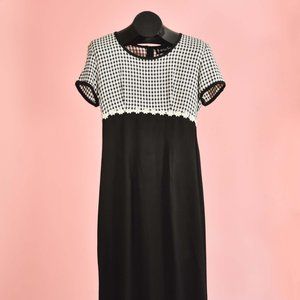 Vintage 90s Black Gingham Maxi Dress with Daisies